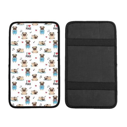 Universal Car Center Console Armrest Pad, Cute French Bulldog with Hearts, Non-Slip Mat for Secure Phone and Item Placement During Driving - color: Picture (620)