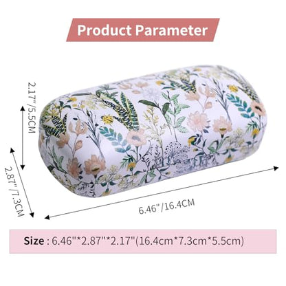 PERFECTSIGHT Sunglasses Case, Large Hard Shell Glasses Case, Cute PU Leather Protective Eyeglasses Case for Women Men - color: White Flower