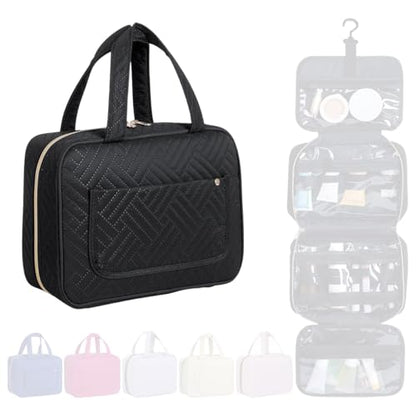 Hanging Toiletry Bag for Women Cosmetic Toiletries Travel Bag, Black - color: Black