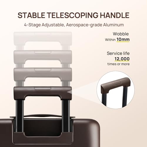 NINETYGO Medium Checked Luggage 25 Inch, Flat Top Opening Check In Luggage with Cup Holder, Expandable, Coffee-Infused PC Hard Shell, Eco-Friendly, TSA Lock, 360° Spinner Wheels (Latte) - color: 02-Caramel Latte, size: Checked 25-Inch (Top Opening, 72L)