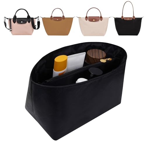Purse Organizer Insert For Le Pliage, Ultra-light Waterproof DupontPaper le pliage Bag Organizer (Black, Small) - color: Black, size: Small