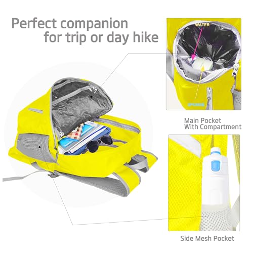 35L Foldable Waterproof Backpack For Outdoor Sports Travel Inside Wet Clothes Compartment Packable For Multiple - color: 1yellow