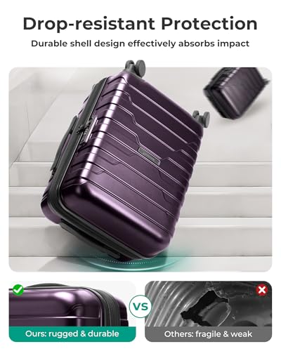 BAGSMART Carry On Luggage 22x14x9 Airline Approved with Spinner Wheels,Lightweight 20 Inch Luggage with TSA Lock,Expandable Hard Shell Carry On Suitcases for Men Women,Purple - color: Purple