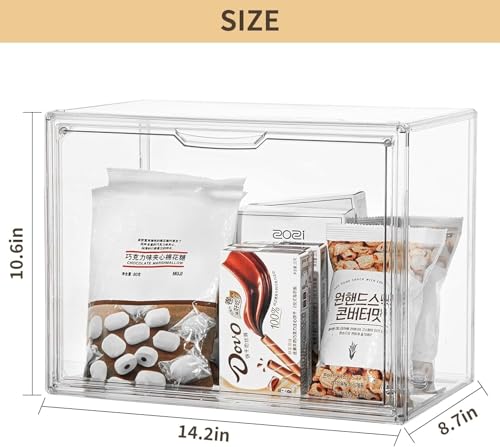 ZLLZUU Clear Storage Bins with Lids, 2 Pack Acrylic Display Case with Magnetic Door for Cosmetic Collectibles Large Figures Models, Stackable Acrylic Storage Box for Home Office Living Room Dorm - size: 2-pack