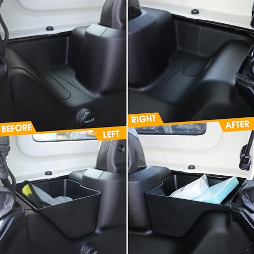 RBR Wheel Well Storage Bin Trunk Organizer Box Compatible with 2024 2025 Jeep Wrangler JL Unlimited 2/4 Door 4XE Interior Accessories Rear Cargo Right Left Tray 2 Pack Black