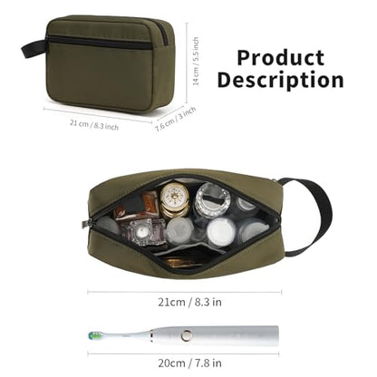 Travel Hanging Toiletry Bag with Carry Handle - Water-Resistant Small Cosmetic Organizer for Men & Women, Makeup, Shaving Kit, Gym & Travel Essentials (Olive Green) - color: Olive Green