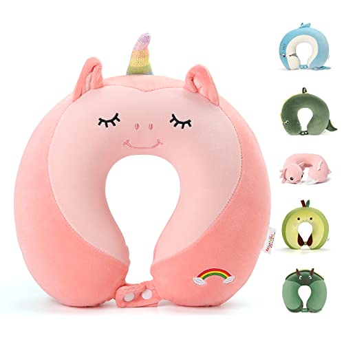 Niuniu Daddy Unicorn Travel Neck Pillow for Teens & Adults, 360 Degree Head and Chin Support, Memory Foam Sleeping Neckpillow for Long Flight Airplane and Car Rides, Removable Cover, Washable - color: Unicorn, size: Standard (Teens&Adults)