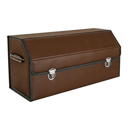 Leather Storage Box Car Trunk Organizer for Trunk SUV Sedan, Foldable Storage Box with Lid (Brown 29.5" L*12.2" W*11.8" H) - size: Brown 29.5"L*12.2"W*11.8" H