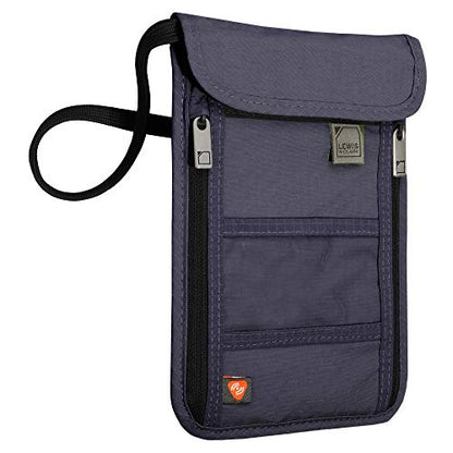 Lewis N. Clark RFID Blocking Stash Neck Wallet, Travel Pouch + Passport Holder for Women & Men, Navy - color: Navy
