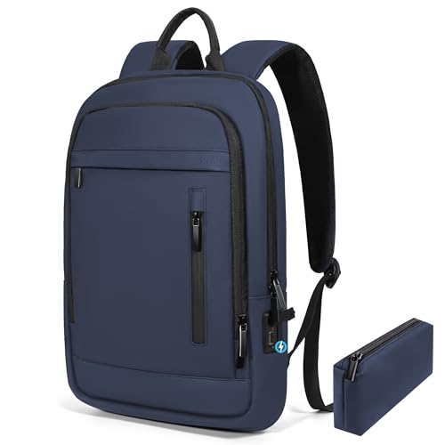 Business Backpack for Men Lightweight Commute Laptop Backpack Anti-Theft Water Resistant Backpack for 15.6 Inch Computer for Daily Office Work with Small Bag (Blue, 15.6") - color: Blue, size: 15.6", style: Classic