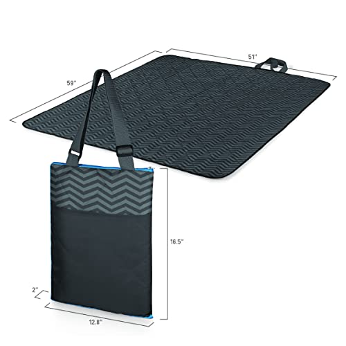 Vista Outdoor Picnic Blanket & Tote, (Waves Collection - Gray with Vista Blue Accents) - color: Wave Collection