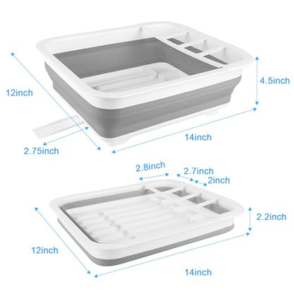 Collapsible Dish Drying Rack with Drain Plug Tube, Portable Dish Drainers for Kitchen Counter, Folding Dish Rack Over Sink Drying Dinnerware,Kitchen Sink Organizer Travel Trailer RV Camping Essentials - style: With Drain Plug