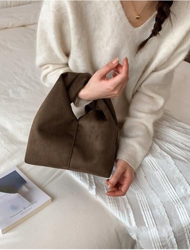 Slouchy Suede Crescent Crossbody Purses Women Cute Hobo Bags Trendy Satchels Underarm Shoulder Bag Travel Tote Handbag 2026 - color: A Suede Green Coffee-no Strap