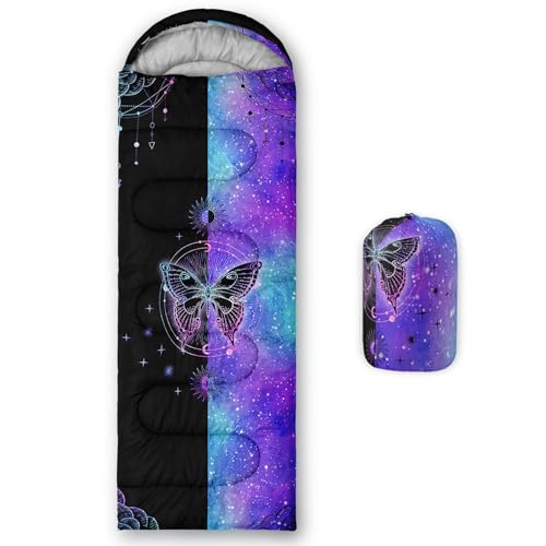 Kids Sleeping Bag for Boys Girls,Western Cowboy Print-Lightweight Warm Portable Outdoor Indoor-Waterproof Cold Weather Resistant Sleeping Bag for Camping Hiking - color: Butterfly-5