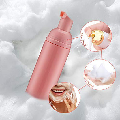 Tekson Foam Pump Bottle (Pink), Empty Travel Size Foam Dispenser Pump for Soap Shampoo, Lash Cleanser(60ml, 3PCS) - color: Pink, size: 3pcs