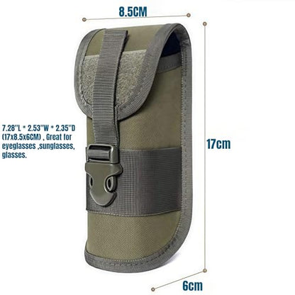 ACEXIER MOLLE Glasses Pouch Outdoor Durable Tactical Pouch Sunglasses Case Army Style Flashlight Pouch with Buckle - color: Green