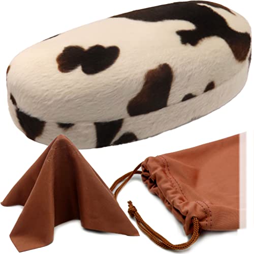 MyEyeglassCase Hard Sunglasses case - Women Glasses Case Holder - Large Durable Eyeglass Case Hard Shell with Pouch & Cloth - color: Pony Animal Print