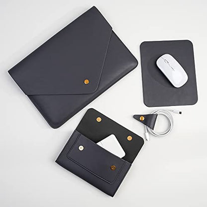 PU Leather Laptop Sleeve Compatible with New 14 inch MacBook Pro A2992 A2918 A2442,Old MacBook Pro Air 13, Surface Laptop 13.5, Thinkpad X1 Carbon 14 Set of 4PCS Color Dark Grey - color: Dark Grey, size: 14Inch Laptop