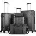 Hoteel Luggage Sets 5 Piece (4-YEARS WARRANTY), ABS+PC Suitcases with Wheels and Side Hook, Hardshell 20/24/28 inch Luggage with Duffel Bag Travel Bag, Black - color: Black, size: 5 Piece Set (20/24/28/DB/TB)