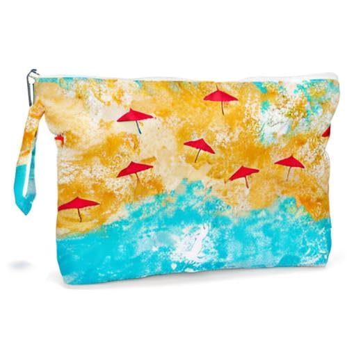 Fokongna Travel Makeup Bag - Wet Dry Bag for Swimsuit, Beach Pool Diapers, Dirty Yoga Gym Clothes - Zipper Pouch for Women, Sister, Friends - Ocean Sea Shells Beach Starfish - color: Ocean Beach