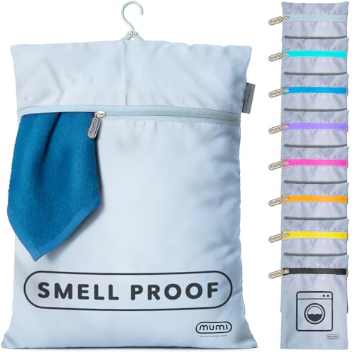 MUMI Travel Laundry Bag – Moisture & Smell-Proof Clothes Bag with Folding Hanger & Outer Pouch | Large Laundry Storage Bag for Suitcase, Gym & Packing | Dirty Clothes Organizer (Grey) - color: Grey