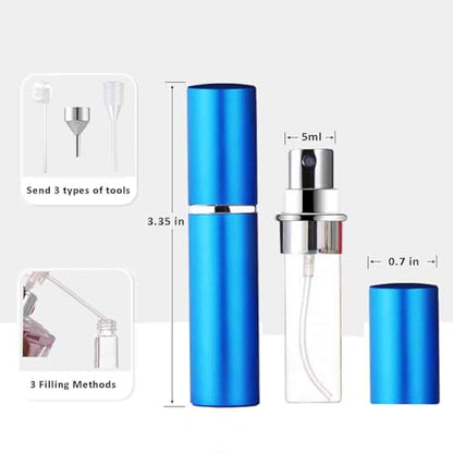 Refillable Perfume Atomizer Travel Size – 6-Pack Leak-Proof Glass Liner Portable Empty Spray Bottles for Perfume, Cologne & Essential Oils (5ml) - size: M5ml-Bottles-6Pcs
