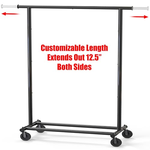 Simple Houseware Heavy Duty Clothing Garment Rack, Holds Up to 150 lbs, 42 to 67 Inches Extendable Rod, Black - color: Black, size: Heavy Duty