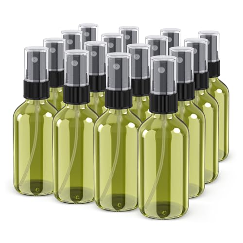 Wedama Spray Bottle, 2 oz Fine Mist Glass Spray Bottles, Little Refillable Liquid Containers for Watering Flowers Cleaning (16 Pack Olive Green) - color: Olive Green, size: 2 Ounce (Pack of 16)