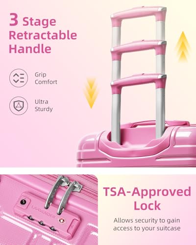 LARVENDER Carry on Luggage 22x14x9 Airline Approved Hardshell Suitcase with Wheels TSA Lock, PC+ABS Lightweight Suitcase Set for Women with Travel Backpack, Glossy Berry - color: Glossy Berry (XL-BP), size: 3 Piece Set (Backpack/TB/20)