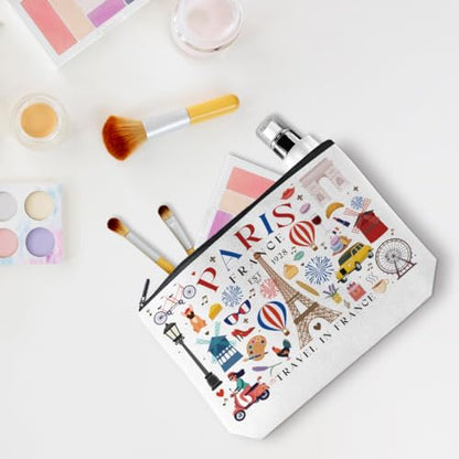 Funny Paris Travel Gifts for Women Makeup Bag France Paris Lovers Gift Birthday Mothers Day Anniversary Cosmetic Bag Travel Toiletry Bag Traveler Essentials Friendship Gifts for Girls Sister Travelers - color: Paris