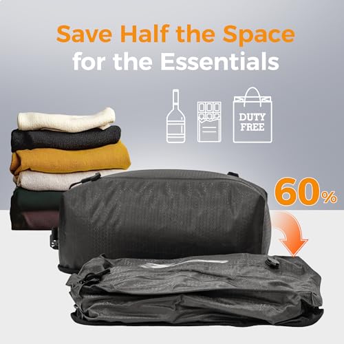ZPO Travel Vacuum Bags with Pump, IP68 Waterproof Reusable Vacuum Compression Travel Bag with Transparent Window, Reusable Airless Vacuum Kit for Clothes, Backpacks & Suitcases (2 PC+PUMP) - color: Deep Gray & Deep Gray