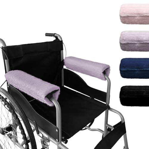 SPRING SEAON Wheelchair Armrest Covers 2 Pack Soft Memory Foam Wheelchair armrest Pads Wicking Washable for Office Transport Chair (Purple) - color: Purple