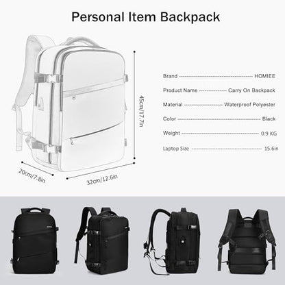 HOMIEE Travel Laptop Backpack for Men Women, Personal Item Carry On Bag, Dry Wet Separation, Weekender Business Hiking Camping College Bag, Mochila de Viaje, Black - color: Black, size: X-Large