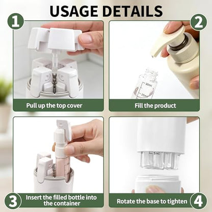 4-in-1 Travel Dispenser Bottle, Leak-Resistant Toiletry Containers, TSA Compliant Refillable Pump Bottles for Shampoo, Lotion, Conditioner - Portable Essentials for Flying, Gym & Camping(White) - color: White