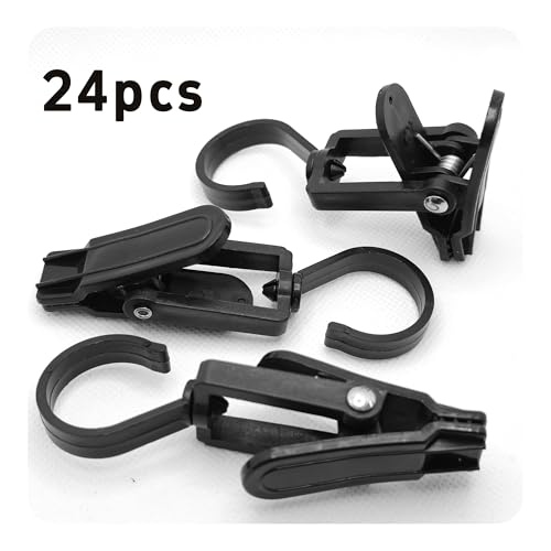 24PCS 4" Plastic Swivel Hooks with Clips, Strong Laundry Hangers, Rotating Clips for Clothes, Towels, Closet Organization, Home & Travel Use (Black) - color: Black