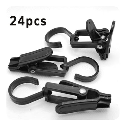 24PCS 4" Plastic Swivel Hooks with Clips, Strong Laundry Hangers, Rotating Clips for Clothes, Towels, Closet Organization, Home & Travel Use (Black) - color: Black