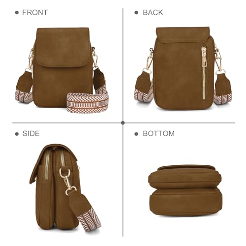 Fashion Small Crossbody Bags for Women Trendy Designer Cell Phone Purses Wallets with Card Holder Anti Theft Travel - color: Sandy Brown