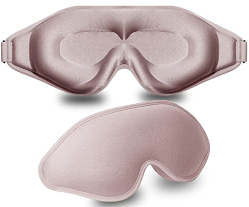 Sleep Mask, 3D Deep Contoured Eye Covers for Sleeping, 99% Block Out Light Eye Mask,Zero Pressure Cup Blindfold for Men Women, with Adjustable Strap for Sleeping, Yoga, Traveling (Pink) - color: Pink