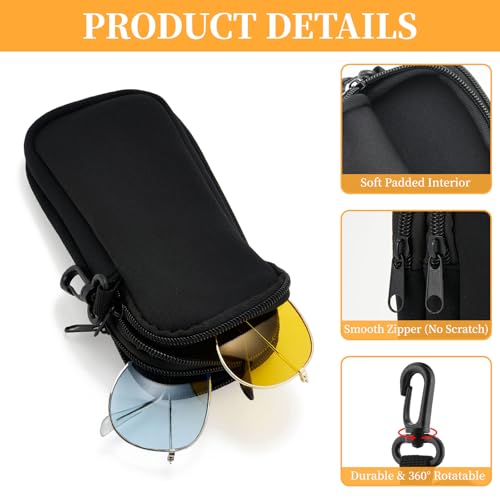 WOZEAH Double Eyeglass Case with 2 Compartments, Travel Eyewear Organizer for Two Pairs of Glasses - color: Black