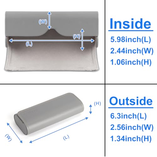 RayLove Hard Shell Glasses Case, Lightweight Leather Eyeglass Case, Travel-Friendly Sunglasses Protector for Men & Women - color: Grey