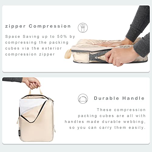BAGAIL 6 Set Ultralight Compression Packing Cubes Packing Organizer for Travel Accessories Luggage Suitcase Backpack - color: Cream70D, style: Cloth Pattern