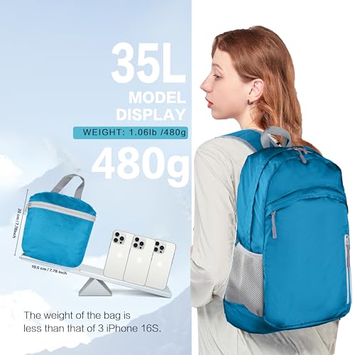 Waterproof Foldable Backpack Dry Storage Lightweight Daypack 35L Outdoor Backpack for Beach Men Women Blue - color: Blue2