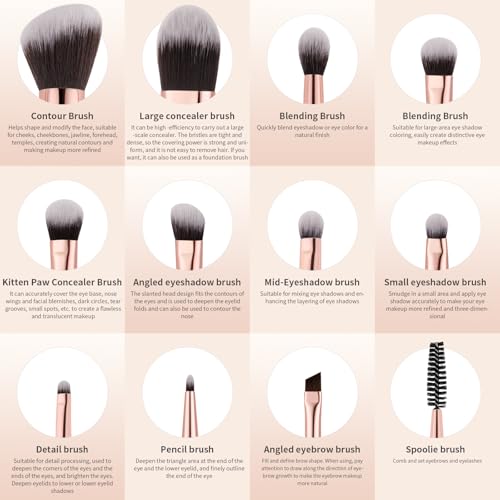 Docolor Double Sided Makeup Brushes, 6Pcs Double Ended Eyeshadow Brush Set Professional Eye Makeup Brushes Set Foundation Eyeshadow Blending Eyebrow Travel Make Up Brushes Kits - color: 6 Pcs