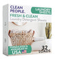 The Clean People Laundry Detergent Sheets - Laundry Soap - Ultra Concentrated, Recyclable Packaging, Stain Fighting - Fresh Scent, 32 Pack - size: 32 Count