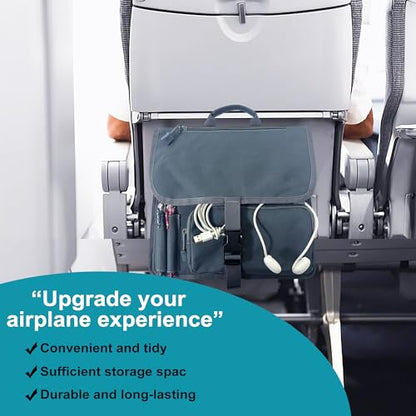 Airplane Seat Storage Pocket, International Travel Essentials,Airplane Pocket Organizer, Airplane Travel Accessories,Removable Toiletry Bag Designed (grey) - color: grey
