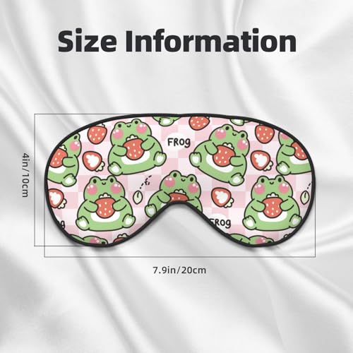 Sleep Eye Mask - Strawberry - Soft Art Silk - Adjustable - Breathable - Adults - color: Cute Frog Strawberry