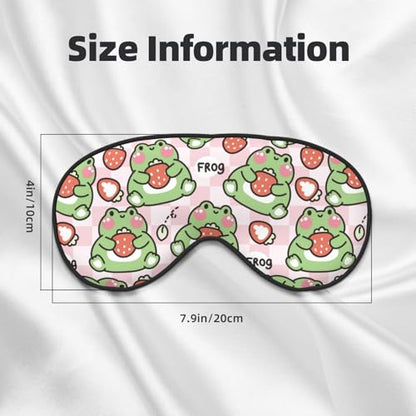 Sleep Eye Mask - Strawberry - Soft Art Silk - Adjustable - Breathable - Adults - color: Cute Frog Strawberry