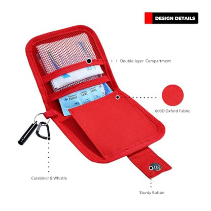 Mini First Aid Kit - 137 Piece Small Emergency Medical Kit for Home, Car, Travel, Camping & Outdoor Activities(Red) - color: Red