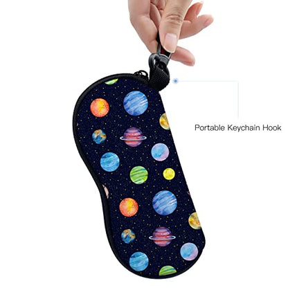 Sunglasses Soft Case with Carabiner Ultra Light Neoprene Zipper Glasses Case - color: Planet