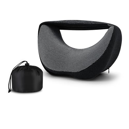 3-in-1 Memory Foam Travel Neck Pillow – Adjustable, Machine Washable & Portable for Airplane, Car, Office – Converts to Scarf & Eye Mask – Ultimate Neck Support for Long Flights - color: Bw, size: Small